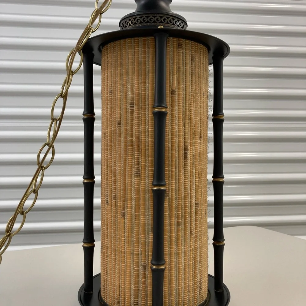 Vintage Metal and Bamboo Wired Lantern